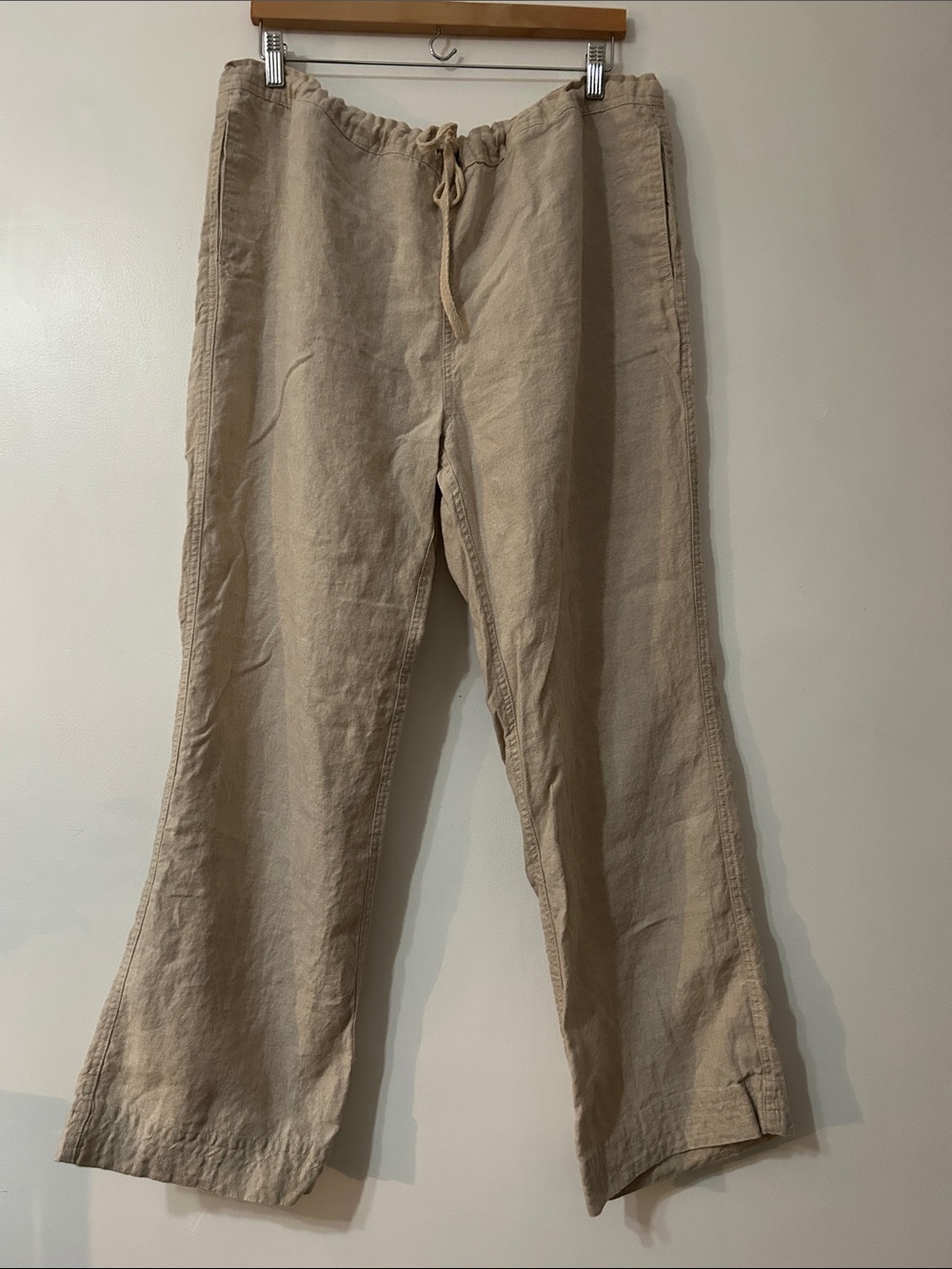 Island Importer Riviera Pant Casual Wide-Leg Linen Drawstring Pants Beach Size L
